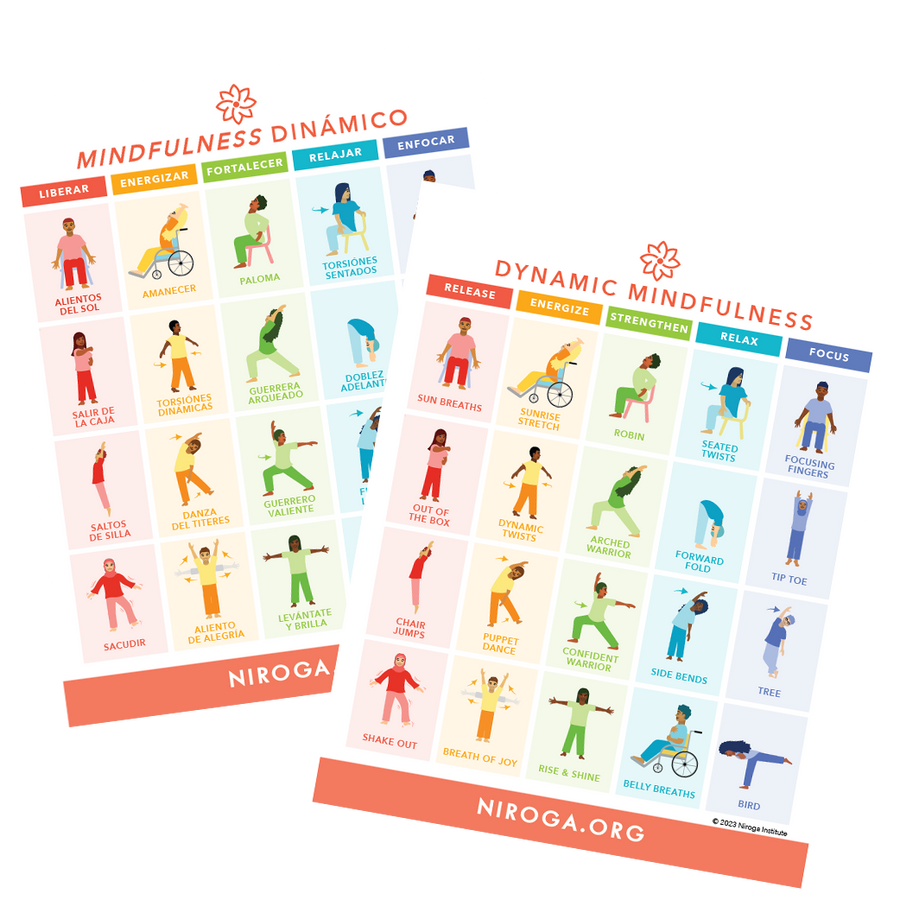 Dynamic Mindfulness Mini Poster • Essentials for Emotion Regulation • English & Spanish • 8.5"x11"