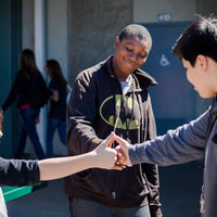 Students at school practicing dynamic mindfulness.