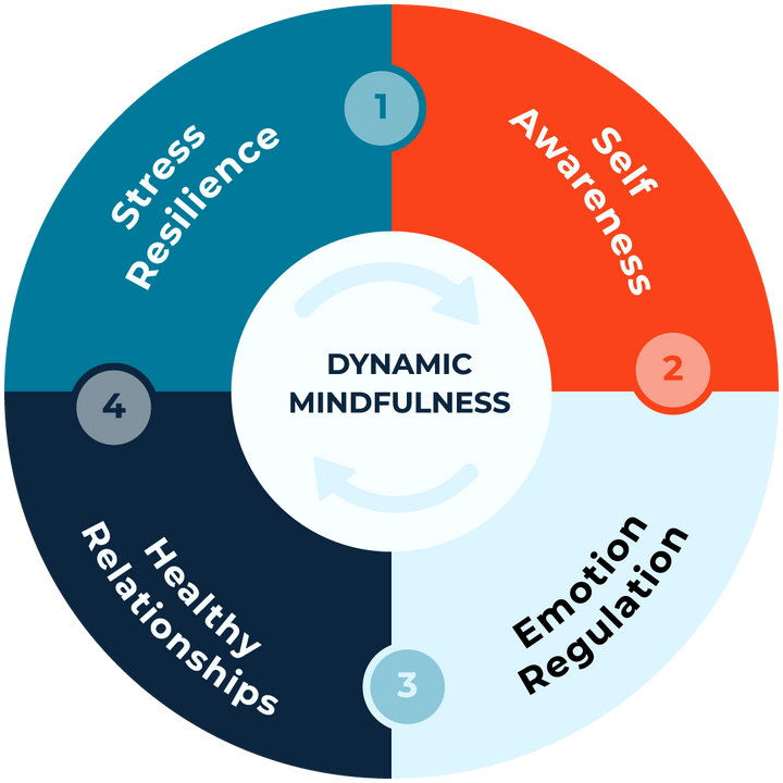 Dynamic Mindfulness promotes stress resilience, self awareness, emotion regulation, & healthy relationships